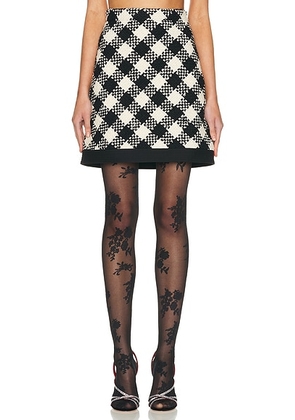 Valentino Damier Tweed Skirt in Betulla & Nero - Black,Cream. Size 36 (also in ).