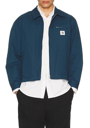 Vowels Zip Up Work Jacket in Dark Teal - Blue. Size 1 (also in 2, 3, 4).