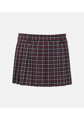 Miu Miu Checked pleated virgin wool miniskirt
