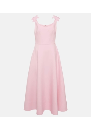 Valentino Floral-applique wool and silk midi dress