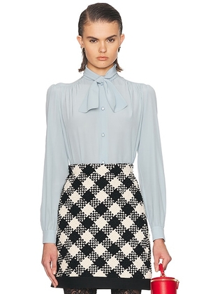 Valentino Crepe De Chine Shirt in Celeste Chiaro - Baby Blue. Size 40 (also in 42).