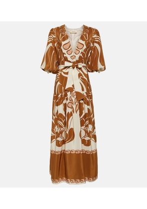 Adriana Degreas Printed puff-sleeve silk maxi dress