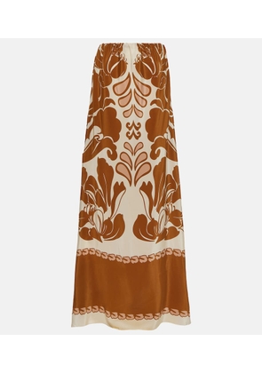 Adriana Degreas Printed strapless silk maxi dress
