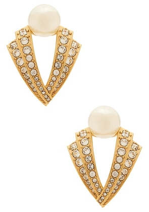 Valentino Garavani Je Les V Earrings in Oro  Cream  & Crystal - Metallic Gold. Size all.