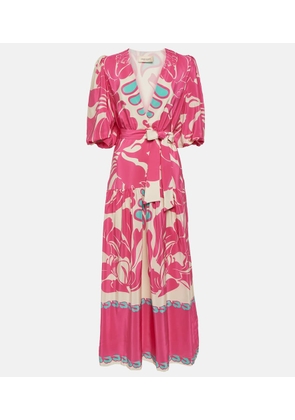 Adriana Degreas Puff-sleeve silk maxi dress