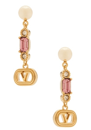 Valentino Garavani Ovalette Perla Earrings in Oro  Light Gold  & Light Rose - Pink. Size all.