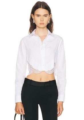 VERSACE Poplin Blouse in Optical White - White. Size 36 (also in 38, 40, 42).