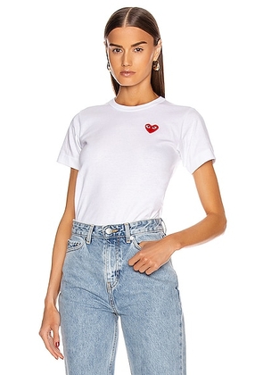 COMME des GARCONS PLAY Cotton Red Emblem Tee in White - White. Size L (also in M, S).