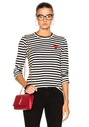 COMME des GARCONS PLAY Cotton Red Emblem Stripe Tee in Black - Black & White. Size XS (also in ).