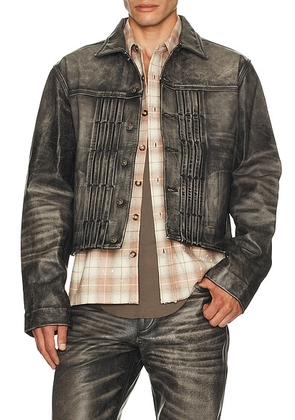 424 Leather Trucker Jacket in Black - Black. Size 46 (also in 50).