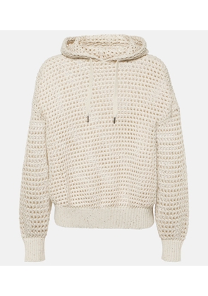 Brunello Cucinelli Open-knit cotton-blend hoodie