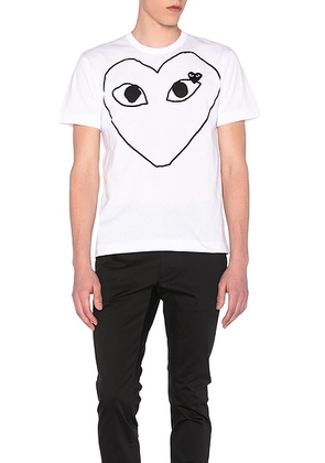COMME des GARCONS PLAY Black Emblem Cotton Tee in White - White. Size L (also in M, S).