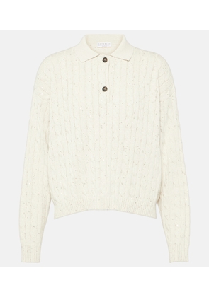 Brunello Cucinelli Cable-knit cotton-blend polo sweater