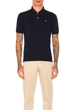 COMME des GARCONS PLAY Small Red Emblem Cotton Polo in Navy - Blue. Size S (also in ).