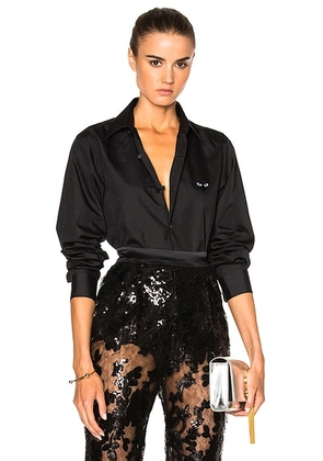 COMME des GARCONS PLAY Black Emblem Cotton Button Down in Black - Black. Size XL (also in ).
