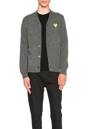 COMME des GARCONS PLAY Cardigan with Gold Emblem in Grey - Gray. Size L (also in XL).