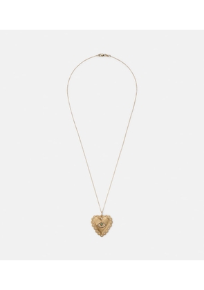 Ileana Makri 18kt gold necklace with diamonds and tsavorites