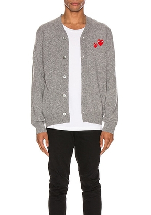 COMME des GARCONS PLAY Multiheart Cardigan in Grey - Gray. Size L (also in M, XL).