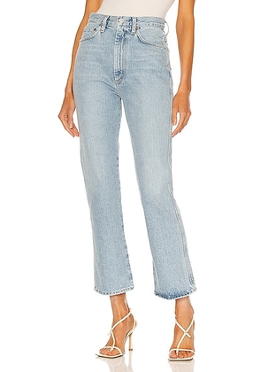 AGOLDE Pinch Waist High Rise Kick Jeans in Riptide - Blue. Size 24 (also in 23, 31, 32, 33, 34).