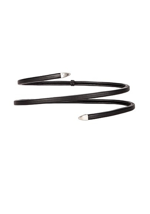 Bottega Veneta Leather Snake Belt in Black & Silver - Black. Size M (also in S).