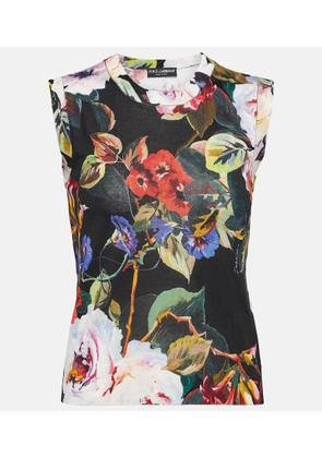 Dolce&Gabbana Floral silk knit tank top