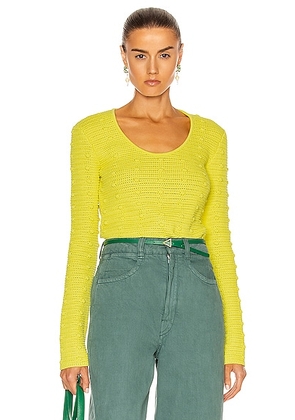 Bottega Veneta Pom Pom Sweater in Limoncello - Green. Size L (also in S).