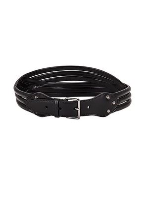 ALAÏA Tubulaire Leather Belt in Noir - Black. Size 70 (also in 80).