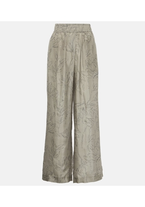 Brunello Cucinelli Floral silk wide-leg pants