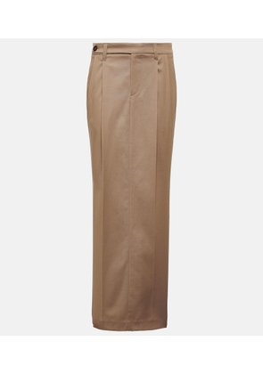 Brunello Cucinelli Pleated low-rise cotton-blend maxi skirt