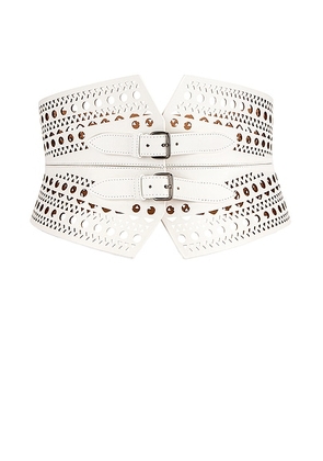 ALAÏA Double Buckle Belt in Blanc Optique - White. Size 80 (also in ).