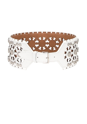 ALAÏA Perforated & Studs Belt in Blanc Optique - White. Size 80 (also in ).