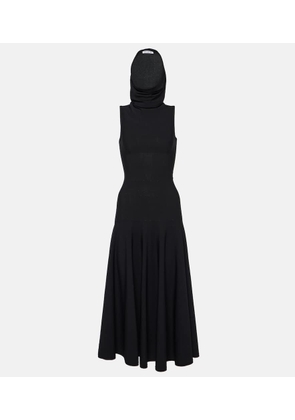 Alaia Hooded jersey midi dress