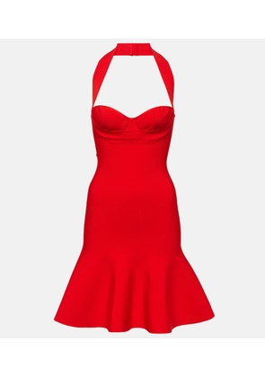 Alaia Ribbed-knit halterneck minidress