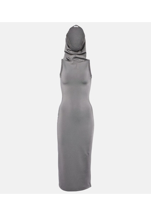 Alaia Hooded jersey midi dress