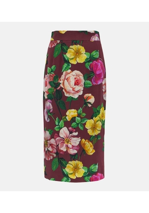 Dolce&Gabbana Floral silk-blend charmeuse midi skirt