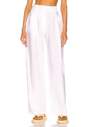 AEXAE Linen Trousers in White - White. Size L (also in M, XL, XS).