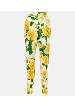 Dolce&Gabbana Floral high-rise silk-blend straight pants