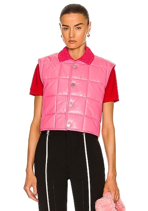 Bottega Veneta Shiny Leather Padded Vest in Bubblegum - Pink. Size S (also in ).
