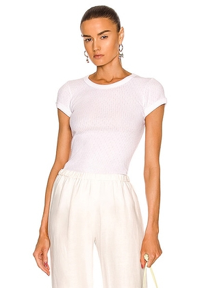 Enza Costa Soft Cotton Cap Sleeve Crew Top in White - White. Size M (also in XL, XS).