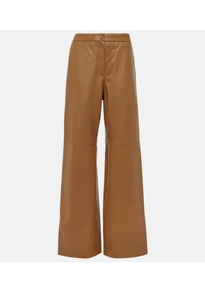 Yves Salomon High-rise leather wide-leg pants