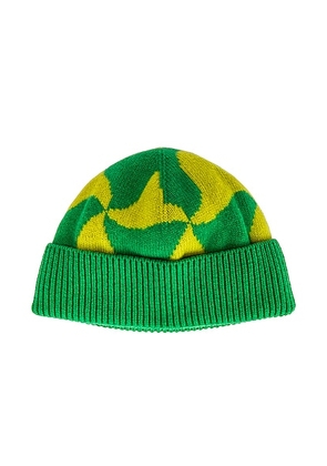 Bottega Veneta Wavy Triangle Wool Beanie in Parakeet & Kiwi - Green. Size all.