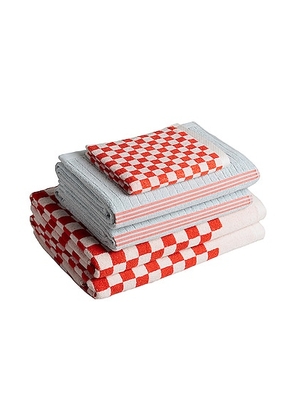 BAINA Organic Cotton Towel Set 04 in Paloma Sun & Ecru - Red. Size all.