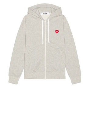 COMME des GARCONS PLAY Invader Hooded Sweatshirt in Grey - Grey. Size L (also in M).