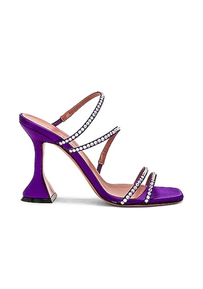 AMINA MUADDI Naima Crystal Satin Mule in Purple & White - Purple. Size 36 (also in 37, 37.5, 38, 38.5, 39, 40, 41).
