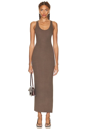 Enza Costa Stretch Silk Knit Maxi Tank Dress in Mushroom - Brown. Size M (also in XL).