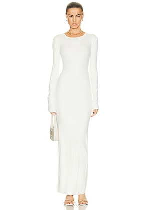 Eterne Long Sleeve Crewneck Maxi Dress in Cream - Cream. Size L (also in M, S, XS).