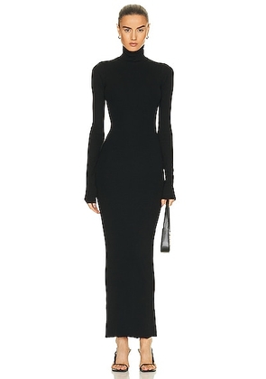 Eterne Long Sleeve Turtleneck Maxi Dress in Black - Black. Size L (also in M, XL).