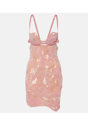Nensi Dojaka Heartbeat sequined asymmetric minidress