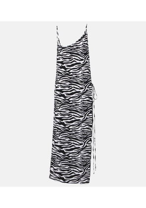 The Attico Zebra-print side-slit midi dress