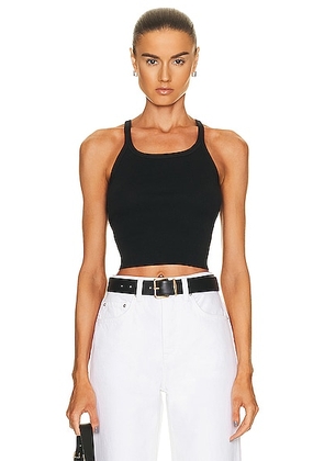 Eterne Cropped Rib Tank Top in Black - Black. Size L (also in M, XL).